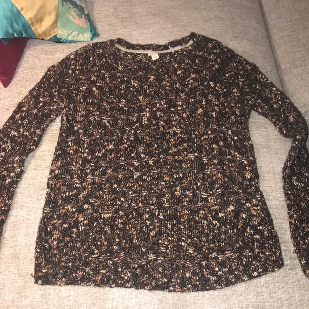 Knitted multi brown crewneck sweater